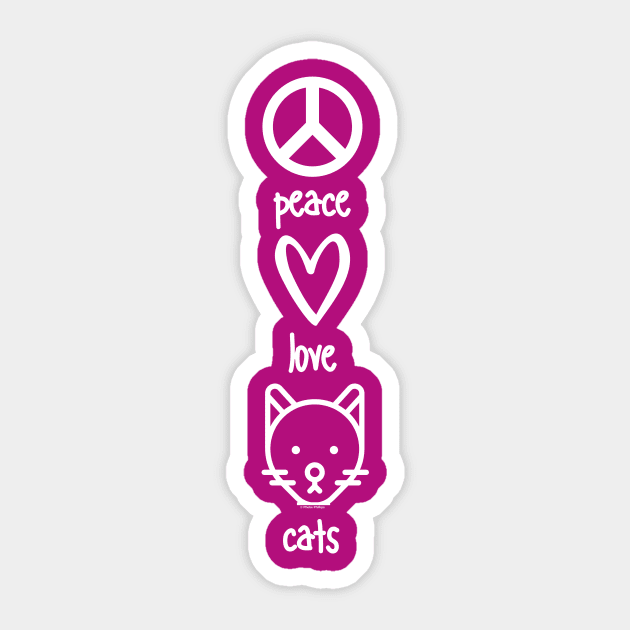 Peace, Love, Cats Sticker by Phebe Phillips